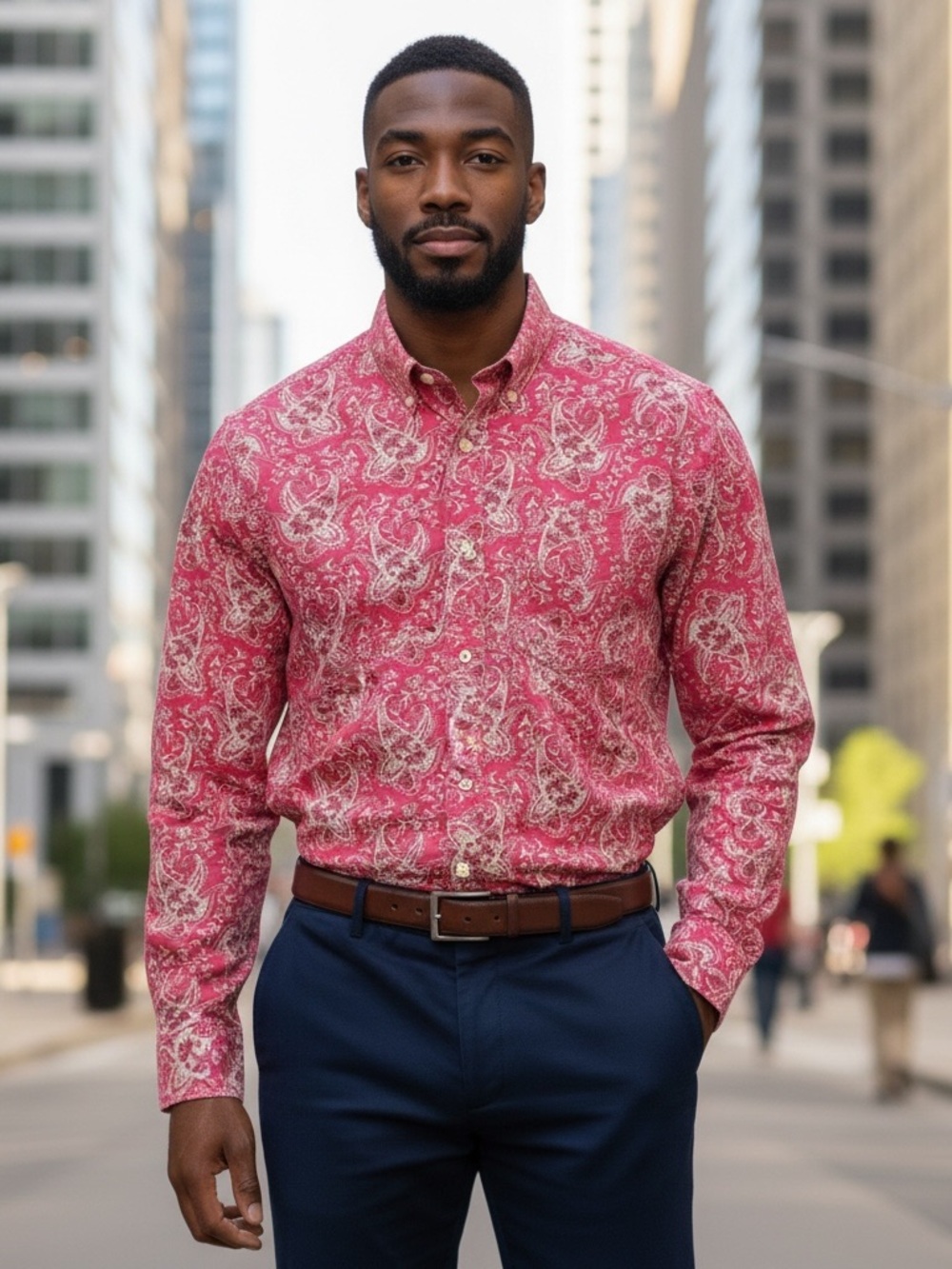J. Crew Pink Paisley Long-Sleeve Button-Down Shirt